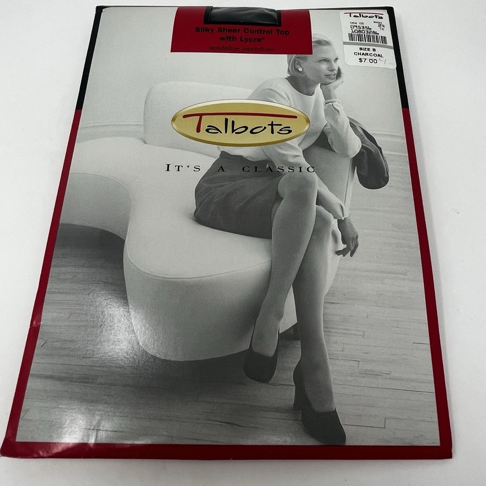 Talbots Women's Silky Sheer Control Top Pantyhose Size B Charcoal 20 Denier